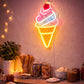 Ice Cream Cone Neon Sign – Sweet LED Dessert Wall Light with Cherry Top
