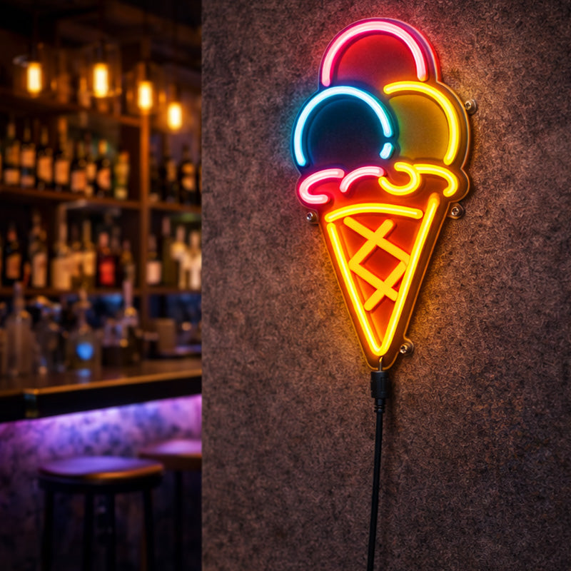 Ice Cream Neon Sign – Colorful LED Wall Light for Café, Bar & Dessert Spaces