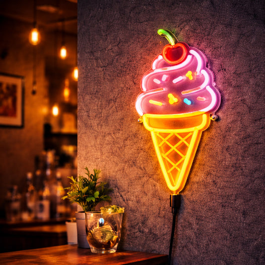 Ice Cream Neon Sign – LED Soft Serve Wall Light for Café, Dessert Bar & Sweet Shop Decor