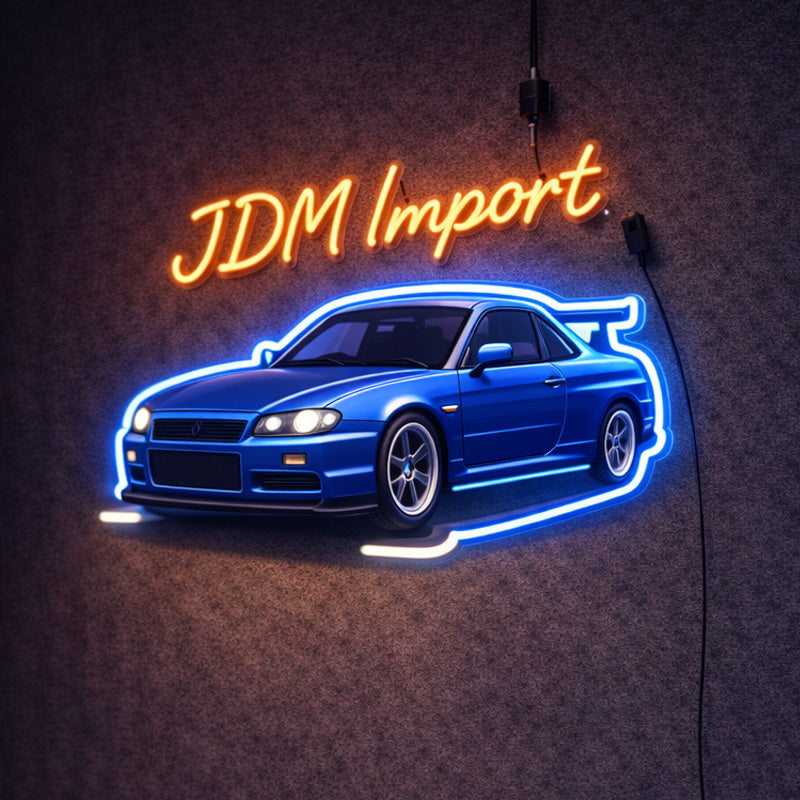 JDM Import LED Neon Sign – Japanese Sports Car Wall Light Decor