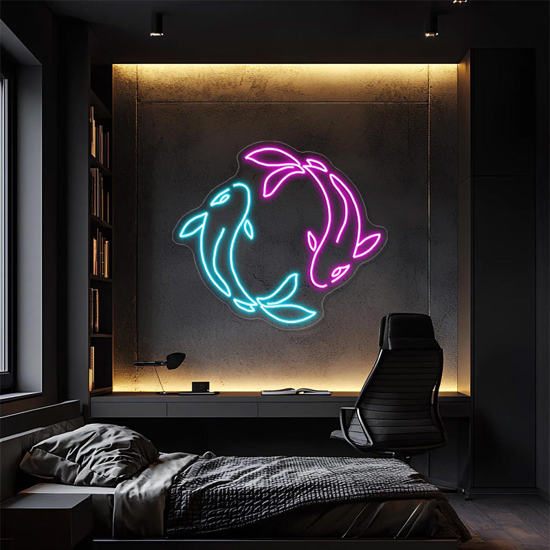 Koi Fish Yin Yang LED Neon Wall Art - LEDTOT