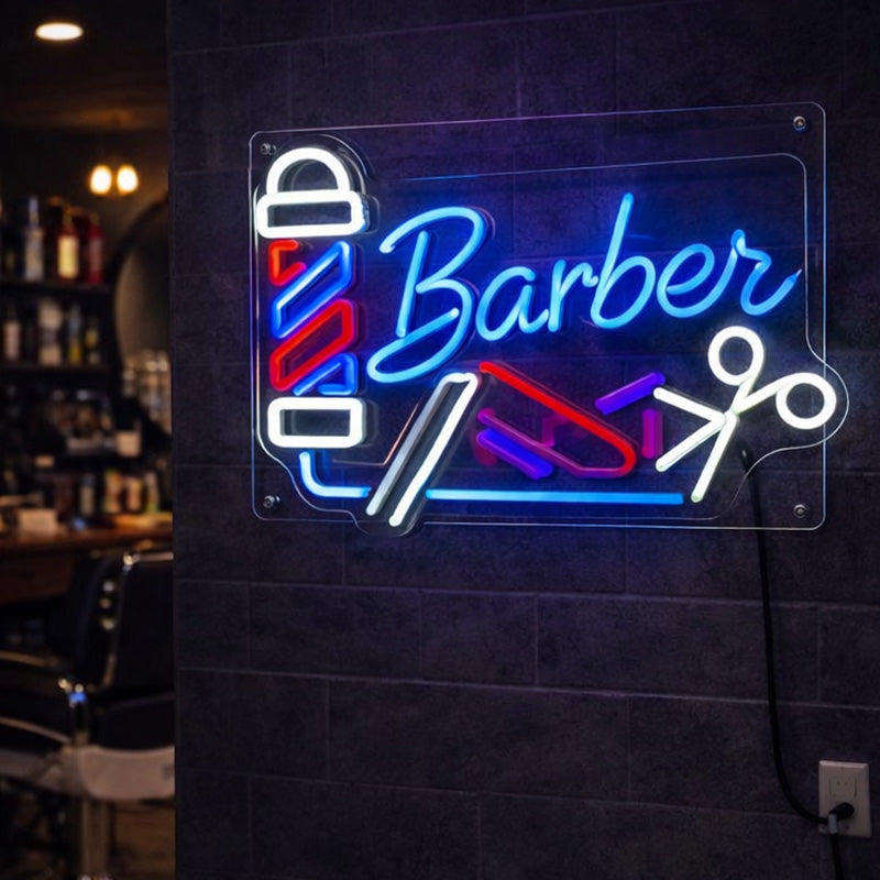 LED Barber Shop Neon Sign – Modern Acrylic Wall Light for Salon Decor