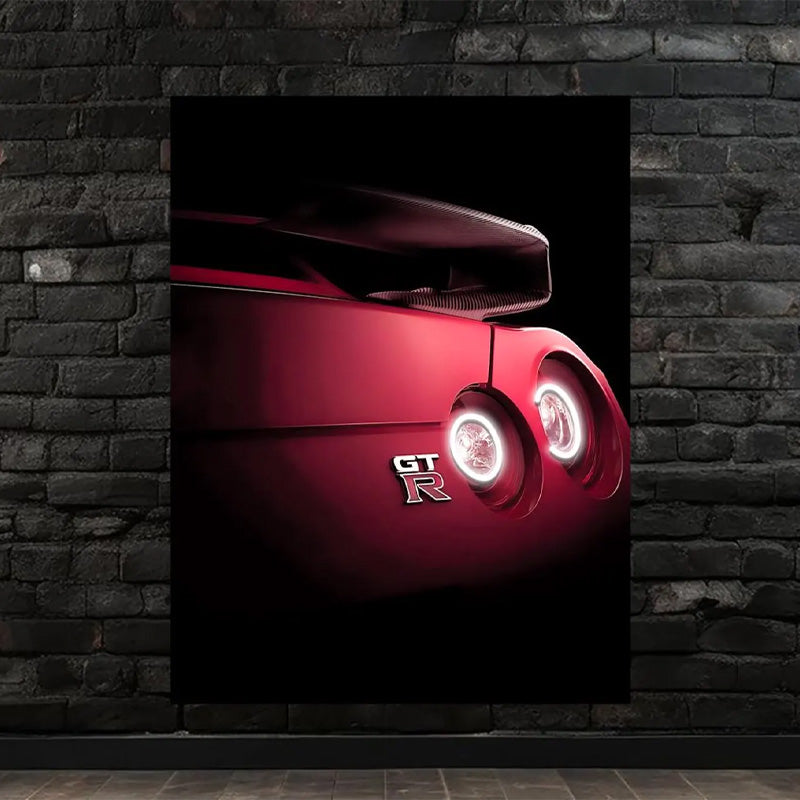 LED Sports Car Tail Light Wall Art – UV-Printed Acrylic (Free Remote Included)