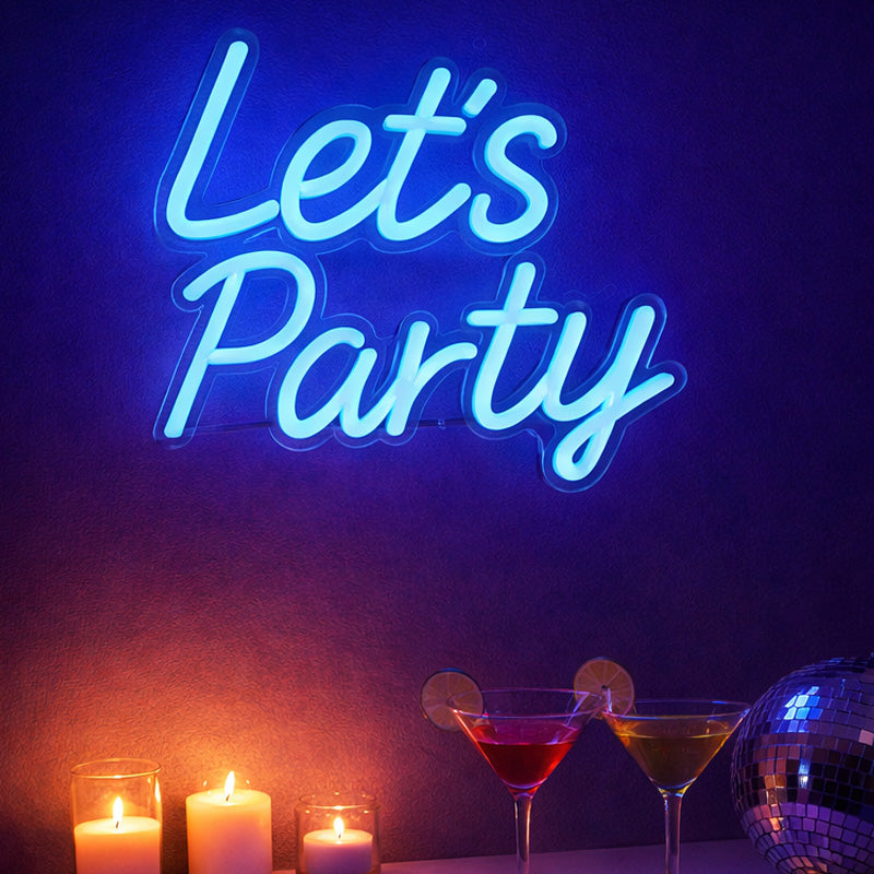 Let’s Party Script LED Neon Sign for Event, Bar and Wall Decoration
