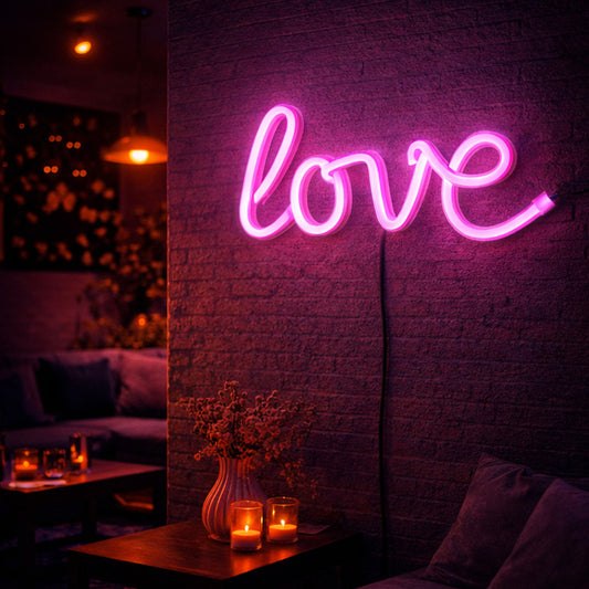 Love Script Neon Sign – Pink LED Wall Light