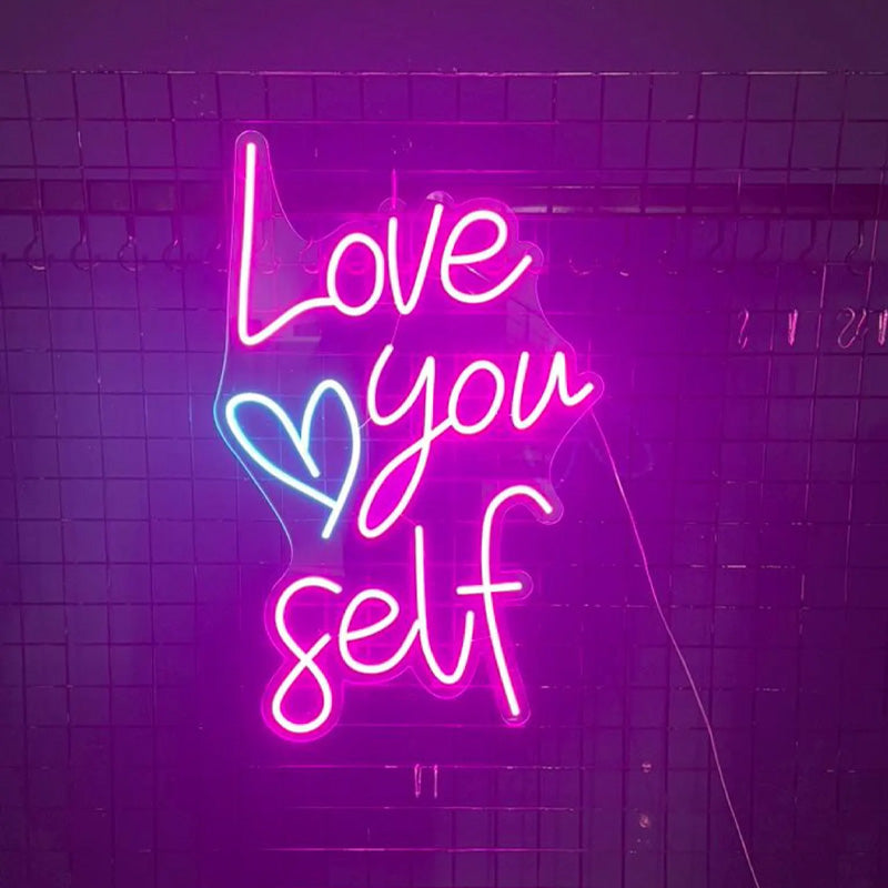 Love Yourself Inspirational Quote Neon Wall Art - LEDTOT