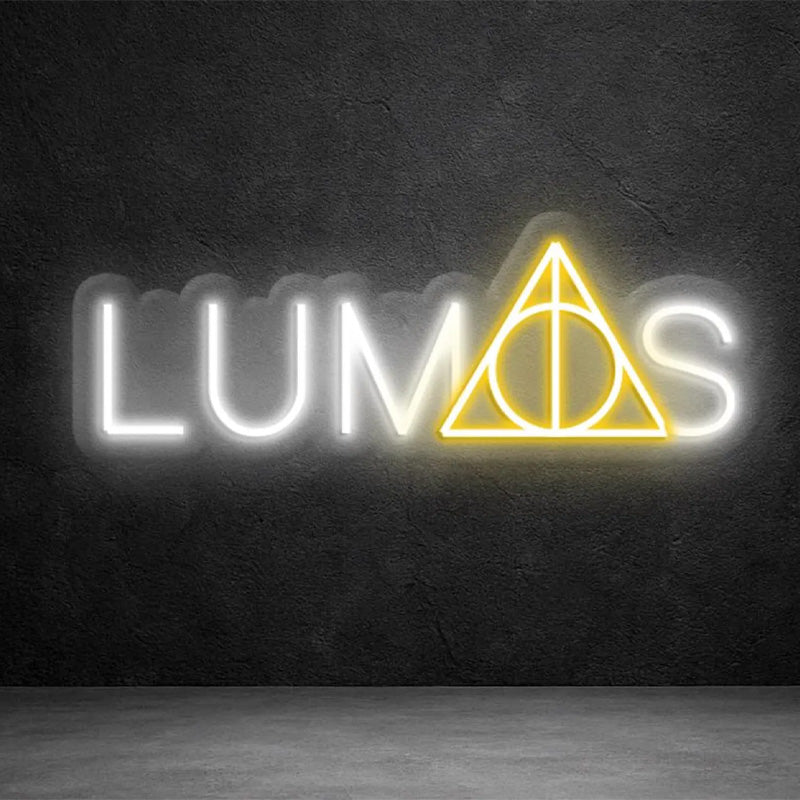 Magic Symbol Neon Wall Art – White & Yellow LED Light with Dimmer