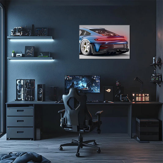 Modern Neon Sports Car Wall Art (UV Printed) – Gamer Room & Man Cave Decor
