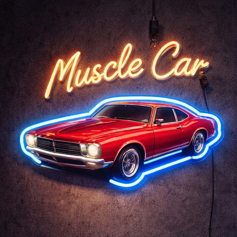 Muscle Car LED Neon Sign – Retro Performance Wall Light Decor
