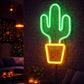 Neon Cactus LED Wall Sign – Green & Yellow Modern Botanical Light