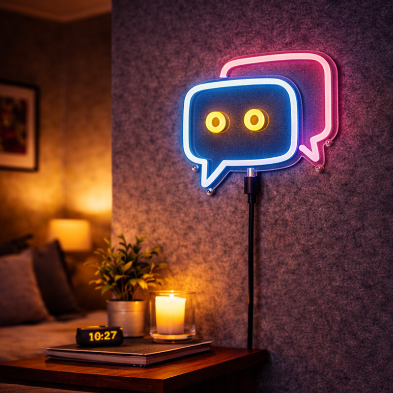 Neon Chat Bubble LED Sign – Modern Speech Bubble Wall Light for Bedroom & Gaming Room