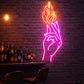 Neon Flame Hand Wall Art – Pink & Orange LED Neon Sign