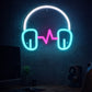 Neon Headphones with Heartbeat LED Sign – Music Studio & Gaming Room Wall Light