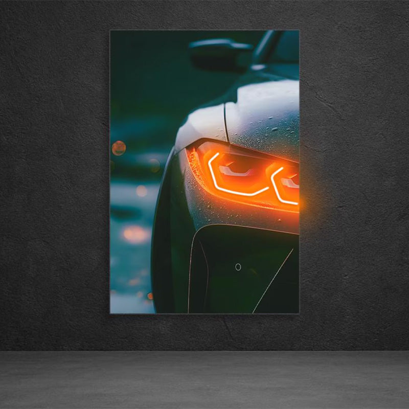 Neon LED Car Wall Art (UV Printed) – Modern Man Cave Decor