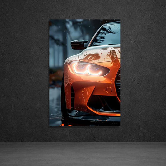 Neon Light Automotive Wall Art – Backlit Car Poster for Man Cave & Garage