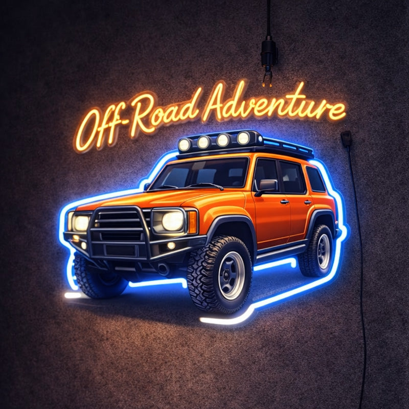 Off-Road Adventure LED Neon Sign – 4x4 SUV Wall Light Decor