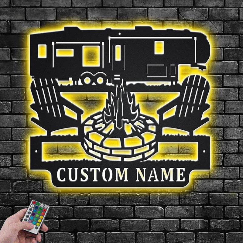 Personalized 5th Wheel Camper Metal Wall Signs With RGB Led Light