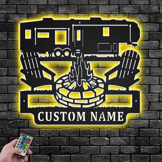 Personalized 5th Wheel Camper Metal Wall Signs With RGB Led Light