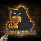 Personalized Angry Cat, Metal Wall Signs With RGB Led Light
