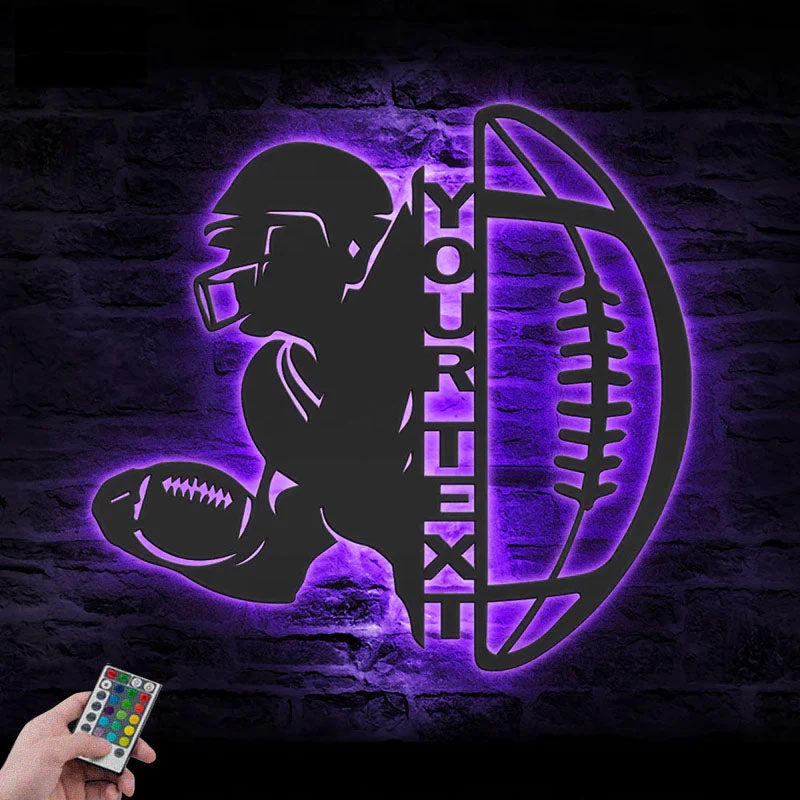Personalized Ball American Football, Metal Wall Signs With RGB Led Light