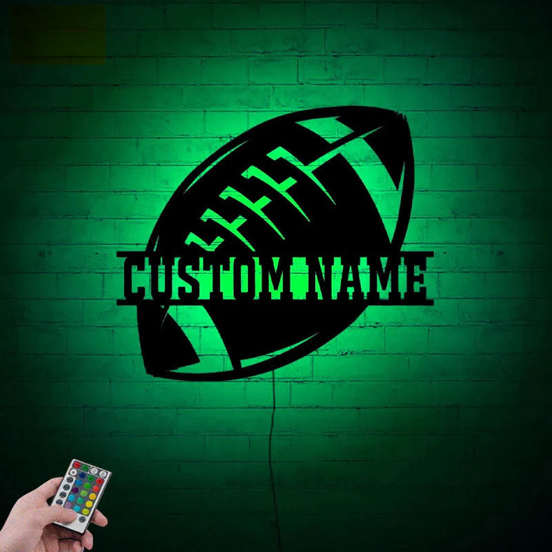 Personalized Ball Football Wall, Metal Wall Signs With RGB Led Light