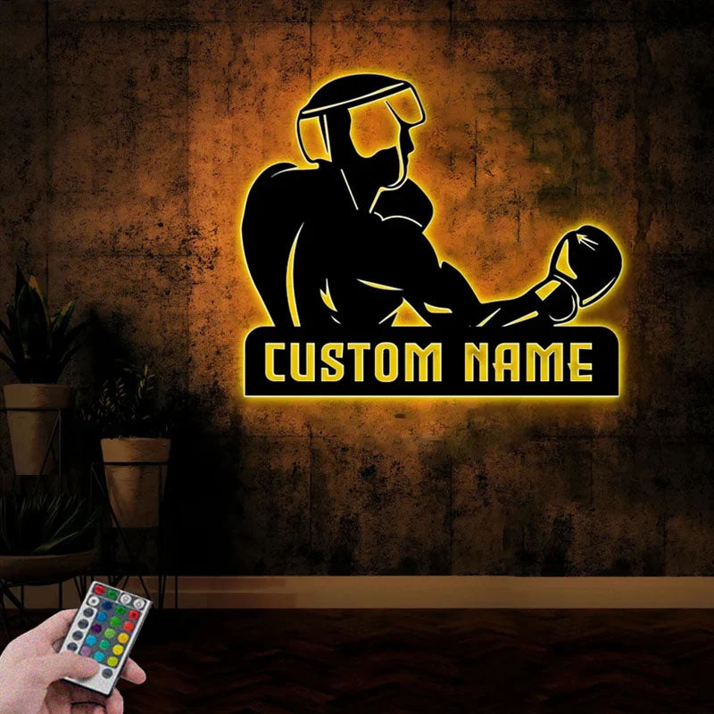 Personalized Boxing Gym Sign Cross Fit Gym Decor Metal Wall Signs With RGB Led Light