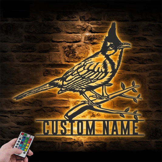 Personalized Bulbul Bird Metal Wall Signs With RGB Led Light