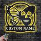 Personalized Butterfly Skull Metal Wall Signs With RGB Led Light