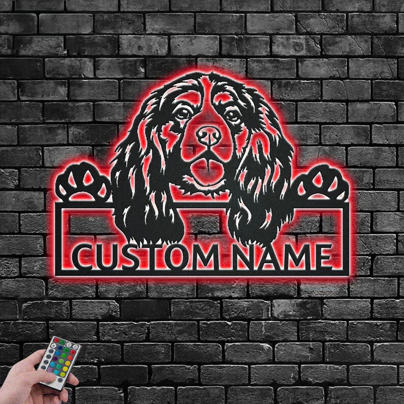 Personalized Cavalier Spaniel, Metal Wall Signs With RGB Led Light