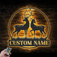 Personalized Couple Reindeer Deer Hunting Metal Wall Signs With RGB Led Light