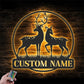 Personalized Couple Reindeer Deer Hunting, Metal Wall Signs With RGB Led Light