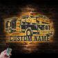 Personalized Engine Fire Truck Driver Metal Wall Signs With RGB Led Light