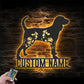 Personalized FLoral Black and Tan Coonhound Metal Wall Signs With RGB Led Light