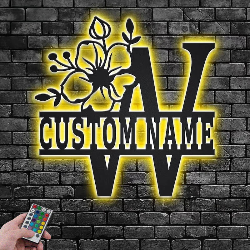
Personalized Floral Alphabet W Metal Wall Signs With RGB Led Light
