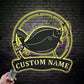 Personalized Flounder Fishing Fish Pole Metal Wall Signs With RGB Led Light