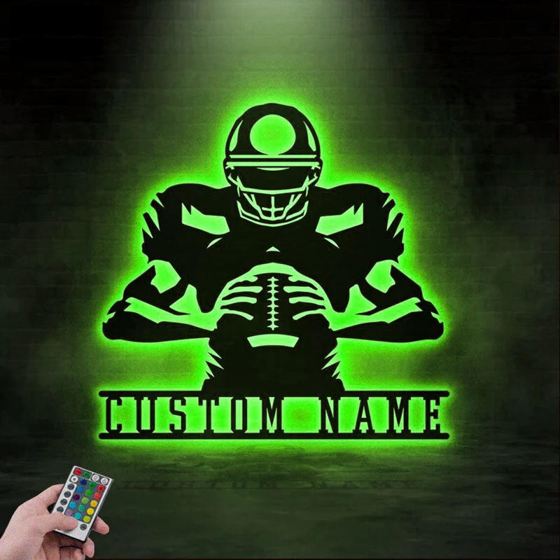 Personalized Football Team Gift, Metal Wall Signs With RGB Led Light