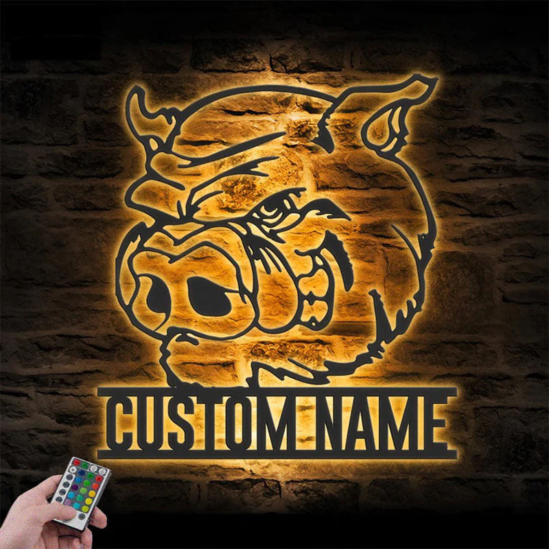 Personalized Funny Pig Farmhouse, Metal Wall Signs With RGB Led Light