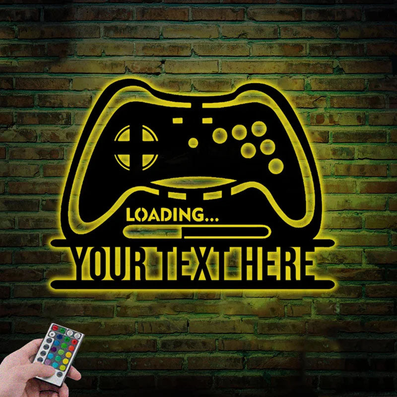 Personalized Game Controller For Game Room Metal Wall Signs With RGB Led Light