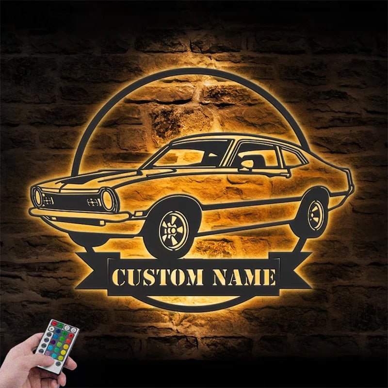 Personalized Garage Metal Wall Signs With RGB Led Light