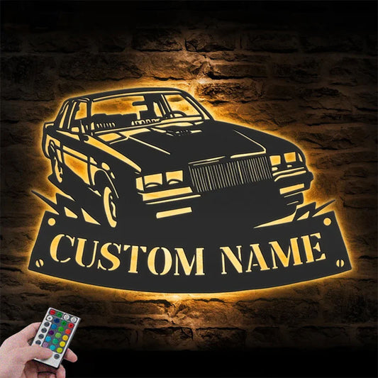 Personalized Garage Name Sign Home Decor Metal Wall Signs With RGB Led Light