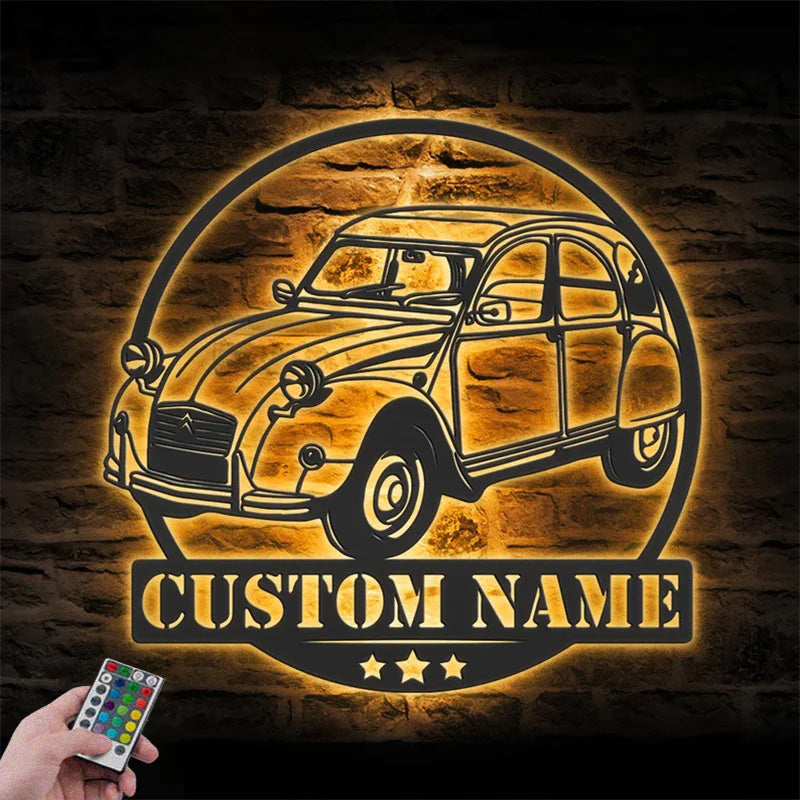 Personalized Garage Name Sign Home Decor Metal Wall Signs With RGB Led Light