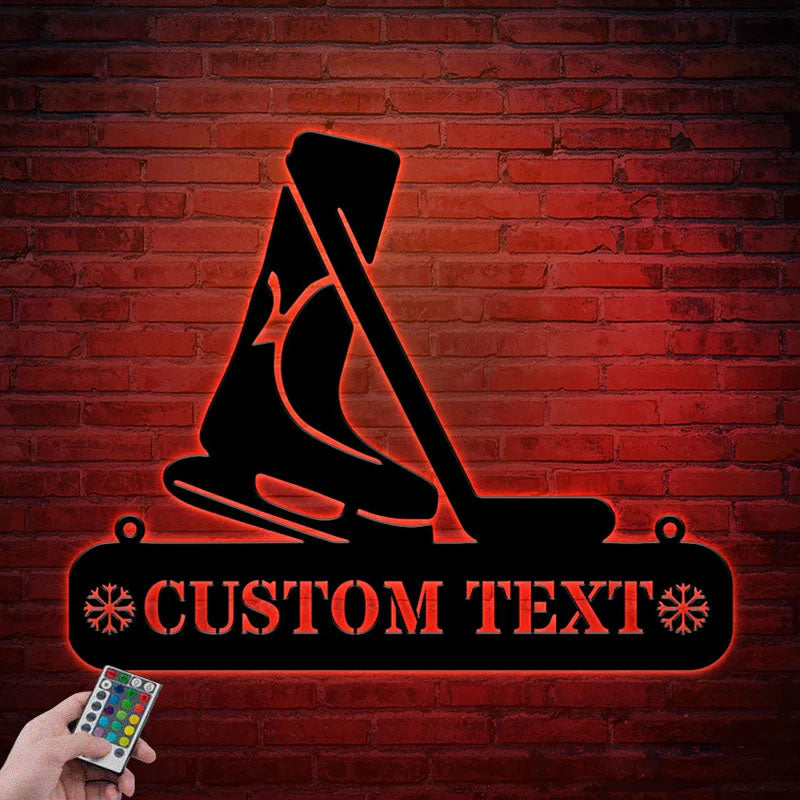 Personalized Hockey Metal Sign LED Lights, Metal Wall Signs With RGB Led Light