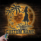 Personalized Hula Dancer Hawaiian Flower Scene,  Metal Wall Signs With RGB Led Light