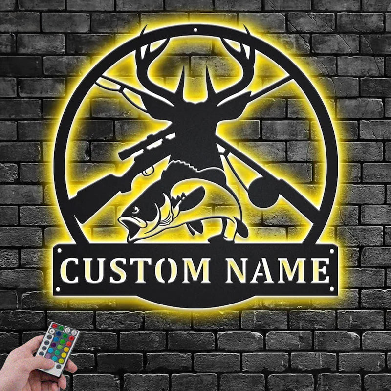 Personalized Hunting Metal Wall Signs With RGB Led Light