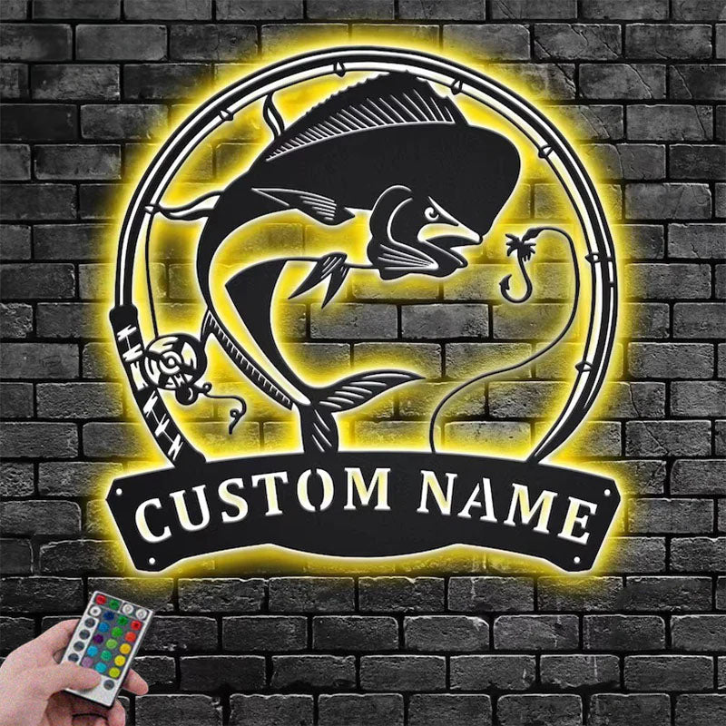 Personalized MahiMahi Fish Metal Wall Signs With RGB Led Light