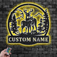 Personalized Name Deer And Mountain Metal Wall Signs With RGB Led Light