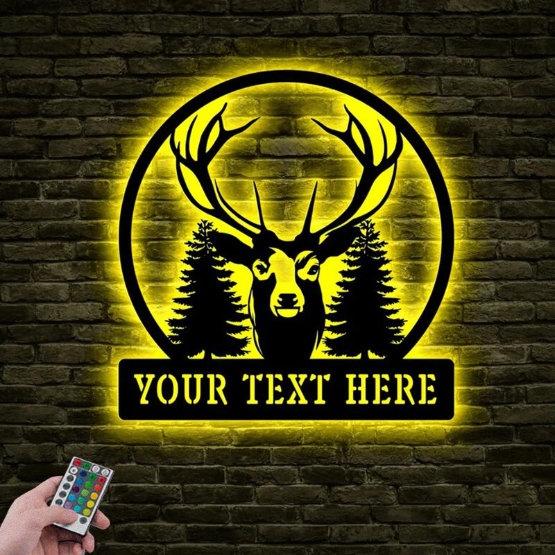 Personalized Name Hunting Lover Metal Wall Signs With RGB Led Light