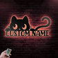 Personalized Peeking Cat, Metal Wall Signs With RGB Led Light