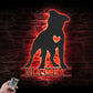 Personalized Pitbull, Metal Wall Signs With RGB Led Light