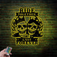 Personalized Ride Together Skull Couple Metal Sign With Colorful LED Lights, Metal Wall Signs With RGB Led Light